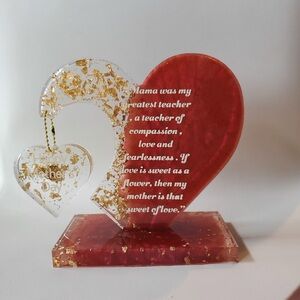Heartfelt Mother's Day Art Piece - Red and Gold